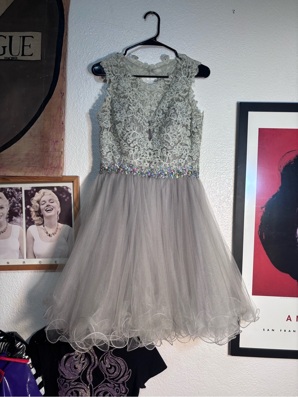 Vintage Silver Lace & Tulle Dress